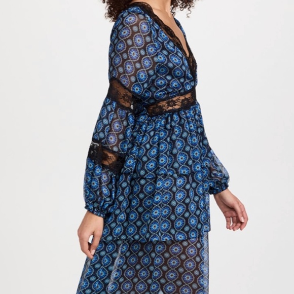 MISA Los Angeles Sansia Maxi Dress NWT Blue Lace Flowing Work Party Trendy - Picture 5 of 17